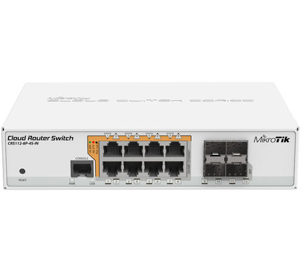 4 Bộ định tuyến có dây SFS Gigabit ROS Switch Poe Máy tính để bàn CRS112-8P-4S-IN